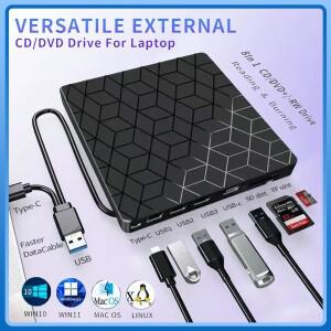 7in 1 USB3.0&타입 C CD DVD 레코더 플레이어 외장 버너 집열판학 드라이브 휴대용 리더 (노트북, 데스크탑
