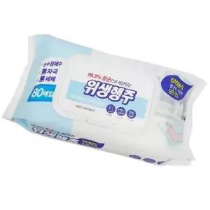 연못시장 위생행주 물티슈 청소포 엠보싱 항균 살균 세정티슈 80매 10개입