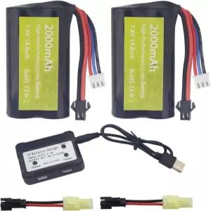 스카이테크 H101 H103 H105 RC 원격 제어선 및 MN D90/91 99/99s 고속 자동차 배터리용 2PCS 7.4V 2000mah