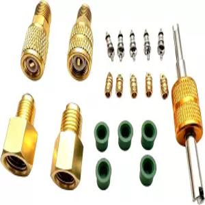 Fiknonk 20 PCS R410A R134A 어댑터 키트 밸브 코어 리무버가 있는 미니 분할 충전 황동 HVAC 냉매 호스