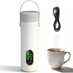 여행용 전기 주전자 350ML 소형 티 커피 미니 온수 보일러 27000mAh 충전식 휴대용 온수기 12시간 단열