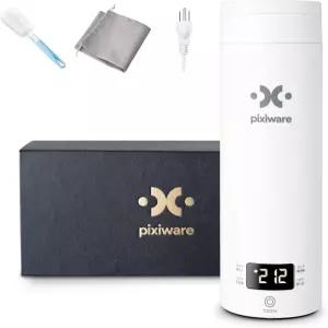 Pixiware 여행용 주전자 트위스트 뚜껑 450ml 소형 휴대용 미니 전기 스마트 온도 프리셋 4종 자동 차단