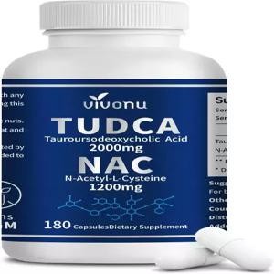 비보누 TUDCA 2000mg 보충제 복합 캡슐 강력한 담즙염 N 아세틸 시스테인 간과 폐 담낭 세정 소화를 위한