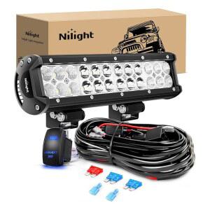 NILIGHT - ZH084 LED 라이트 바 12인치 72W 스팟 플러드 콤보 오프 로드 12V 5핀 로커 스위치 배선 하네스 키트 1 리드 2년 보증 ㅣ5T