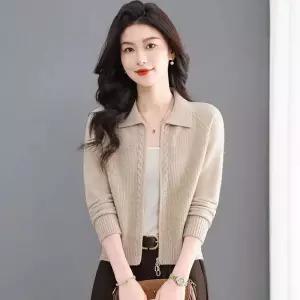 봄 여자 니트 그레이 야구 점퍼 잠바 옷 터틀넥 재킷 숏 집업 코트 ST1