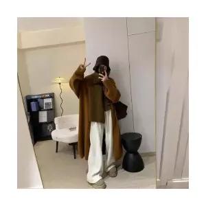 엘럽 하프 롱 니트 빈티지 여성용 코트 벌룬 카디건 소매 스웨터 오버핏 박템1