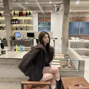볼사스 여성용 가을 상의 집업 티셔츠 후드 맨투맨 카디건 트위드 긴팔 보카시 ADOR3