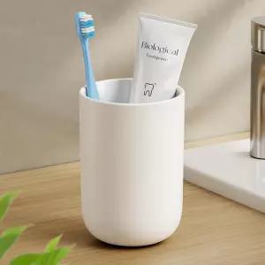 MOPMS 칫솔 컵 13온스 380ml 깨지지 않는 재사용 가능한 욕실 텀블러 1개 미끄럼 방지 플라스틱 홀더