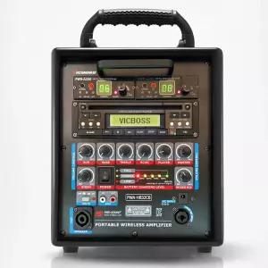 VICBOSS PWA-H832CB 250W 충전용앰프 블루투스 무선마이크2개 200Mhz CD플레이어,속도조절 USB SD REC 싸이렌 녹음