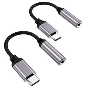 USB 타입 C에서 3.5MM 여성 헤드폰 잭 어댑터2팩 AUX 오디오 동글 케이블 코드 픽셀 4 3 2 XL 삼성호환 삼성제품호환 삼성호환 S20 울트라 S20+ 노트 20 10 S10 S9 플러스 아이패드호환 PRO용 ㅣAV