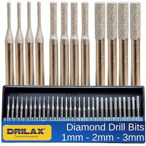 돌과 유리용 드릴락스 다이아몬드 드릴 비트 U2013 30개 세트(1MM 2MM 3MM) 1/8 생크 드멜 & 로터리 툴용 주얼리 제작 보석 바다 유리 및 라피다리 키트 ㅣI8