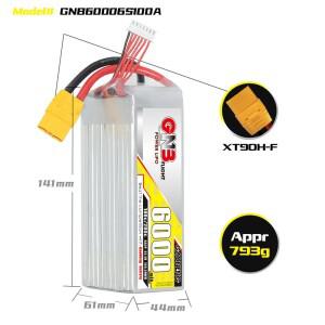 RC 드론 헬리콥터 FPV 비행기 모델용 GNB 6000mAh 6S 22.2V 100C Lipo 배터리
