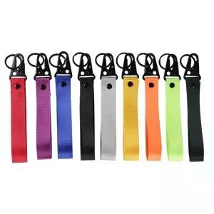 빨간 자동차 keytags 스트랩 keychian 엠블럼 나일론 웨빙 블루 키 체인 스틸 스프링 클립 매는 밧줄