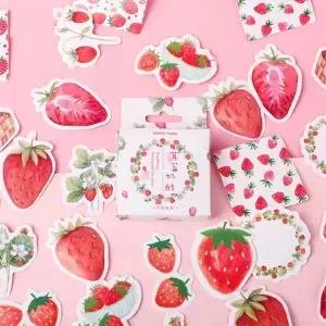 45 개/상자 딸기 치즈 진미 음식 저널 장식 문구 스티커 Scrapbooking DIY 일기 앨범 스틱 Lable
