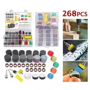 268개 1인치 샌딩 패드 키트 자동차 도색 관리 광택 샌드페이퍼 세트 1/8인치 샹크 백킹 밴드 포함