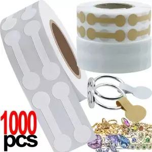 500/1000pcs 휴대용 보석 가격 태그 갈색 자기 접착 바벨 스티커 DIY 목걸이 도구 반지 팔찌 전시 포장