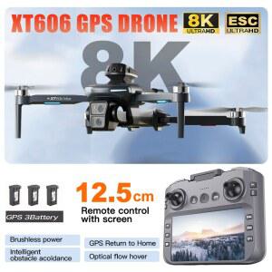 XT606 MAX 3 배터리 드론 4k 8K HD 전문가용 카메라 FPV 위시 스크린 드론 360 장애물 회피 쿼드콥터 장난감 드론 선물