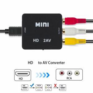 크롬캐스트오디오 HDMI 호환 AV RCA CVSB 비디오 1080P 스케일러 변환기 상자 HD 컴포지트 어댑터 HDMI2AV 지원 NTSC PAL