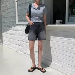 [신상오픈런]|KMP9B36|여성 데일리 빈티지 워싱 컷오프 데님 숏팬츠