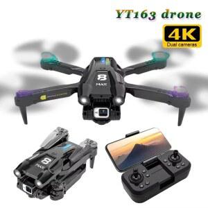 YT163 드론 4K 듀얼 카메라 LED 라이트 블레이드 장애물 회피 광학 흐름 Wifi Fpv 접이식 쿼드콥터 RC 드론 어린이 장난감 선물