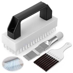 DREYOO 3PCS 에어컨 핀 클리너 키트 AC 코일 클리닝 브러시 브러시 및 HVAC 증발기 냉장고 라디에이터 수리 도구용 2IN1 빗 스트레이트너 iOX