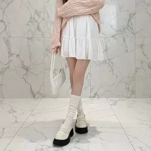 [신상오픈런]|KHK1B6C|여성 프릴 캉캉 미니 스커트 허리밴드 링클 디자인