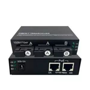 산업용 100/1000Mb FTTH Gpon 단일 모드 3섬유 2RJ45 SFP 미니 광섬유 미디어 컨버터