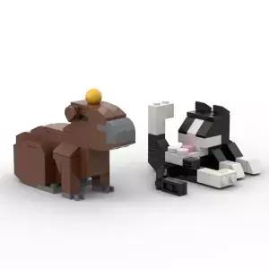 동물 시리즈 62Pcs MOC 벽돌 고양이 피규어 DIY 빌딩 블록 교육 를위한 생일 선물