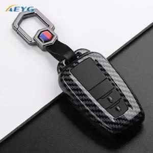 ABS 탄소 섬유 자동차 키 케이스 커버 도요타 프리우스 캠리 코롤라 CHR R4 랜드크루저 프라도 키체인