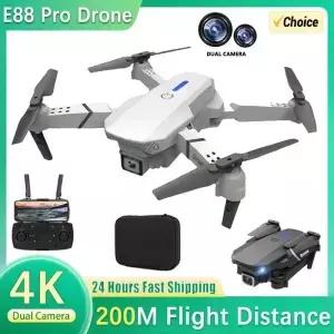 새로운 E88 RC 드론 4K 프로페셔널 080P 광각 듀얼 HD 카메라 탑재 접이식 헬리콥터 WIFI FPV 고도 유지