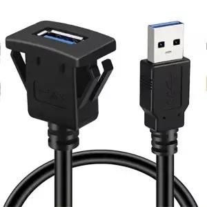 USB 30 남성여성 AUX 플러시 패널 마운트 연장 케이블 자동차 트럭 보트 오토바이 대시 보드 M 방수 와이어