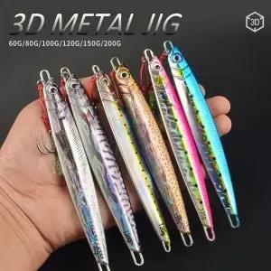 3D 금속 지그 60g 80g 00g 20g 50g 200g 생체 모방 물고기 철판 미끼 워블러 낚시 인공 보트