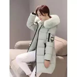 겨울 따뜻한 모피 칼라 후드 여성 파카 패션 편안한 지퍼 포켓 디자인 롱 자켓 우아한 슬림 두꺼운 코트
