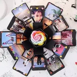 DIY 검은 폭발 상자 사진 앨범 스크랩북 수제 접이식 메모리 생일 발렌타인 데이 제안 기념일