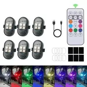 2/4/6pcs 무선 원격 제어 LED 스트로브 라이트 자동차 오토바이 드론 스쿠터 충돌 방지 경고등 플래시