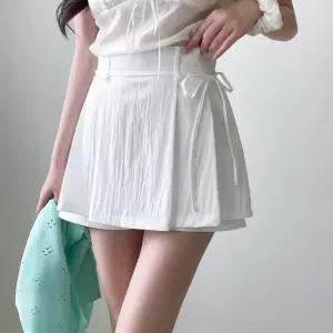 여자 데일리 캐주얼 나일론 스트랩 핀턱 미니 치마바지
