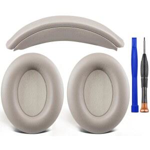 소울윗 이어 패드 쿠션 + 헤드밴드 소니 WH-1000XM3(WH1000XM3) 오버이어 헤드폰용 교체 키트 교체용 헤드스트랩 및 이어패드 수리 부품 - 실버 v64