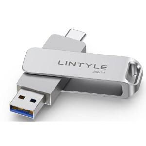 LINTYLE 512GB USB 외장 SSD 최대 450MB/S 금속 하우징 듀얼 타입 C+ 3.2 1세대 휴대용 SSD 회전 디자인 엄지 드라이브(아이폰호환 15 /16 /17 / ANDROID PHONE 태블릿 MAC PC TV용) iLA