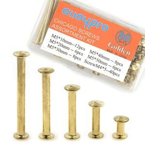 NA ALLOYPRO 80PCS 필립스 시카고 바인딩 나사 M5 X 1020304050MM (황금 M5X1020304050) v79