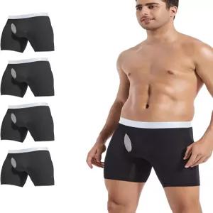 GRESTEU 남성 복서 브 스 실크 속옷에 플라이 소프트 통기성 부드러운 원단 4팩 빅 톨 XL-5XL