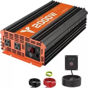 USB 충전 포트가 있는 차량용 트럭용 MKLIHFD 2000와트 인버터 12v 자동차 동력 AC 콘센트 2개와 리모컨