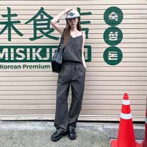 [하프클럽/]여자 데일리 스트라이프 나시 와이드 팬츠 투피스 세트