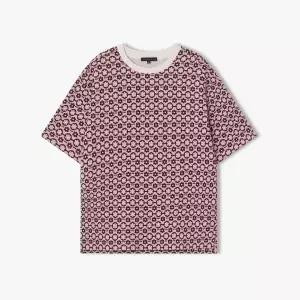 리버클래시 남성 26S/S 핑크 플라워 자카드 라운드 하프 티셔츠 LMM41721