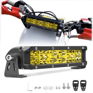 루미모터 6인치 LED 라이트 바 7000LM 스팟 플러드 콤보 오프로드 주행 안개등 ATV UTV 전기 더트 바이크 E-바이크 미니바이크 오토바이용 (노란색) ㅣWW