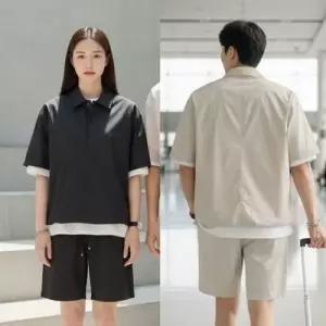 [텐바이텐][홍은]추리닝 트레이닝복 반팔반바지 커플 운동복세트