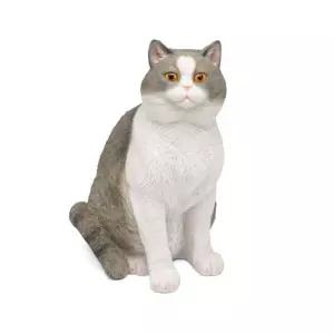 진짜같은 실물 회색 피규어 고양이 모형 입체 코숏 인형 조각상