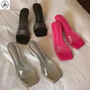 [텐바이텐][애슬릿]뮬 슬리퍼 메탈릭 골드 핑크 투명 스트랩 웨지 발편한 7cm