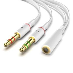 PC용 메일린 헤드폰 스플리터 어댑터 3.5MM 잭 헤드셋 변환기 헤드폰/마이크 포함 여성 컴퓨터용 듀얼 남성 2대로 변환 동시에 Y 화이트 ㅣ2U
