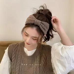 리본 니트 헤어밴드 니트 머리띠 반다나 크로스 터번 반다나 헤어밴드-WFOM0GD