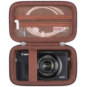 캐논 파워샷 G7 X MARK III G7X II 디지털 카메라용 BOVKE 카메라 케이스 컴팩트 4K 브이로그 소형 여행용 보관 홀더 가방 메시 포켓 핏 케이블 배터리 SD 카드 브라운 iP5